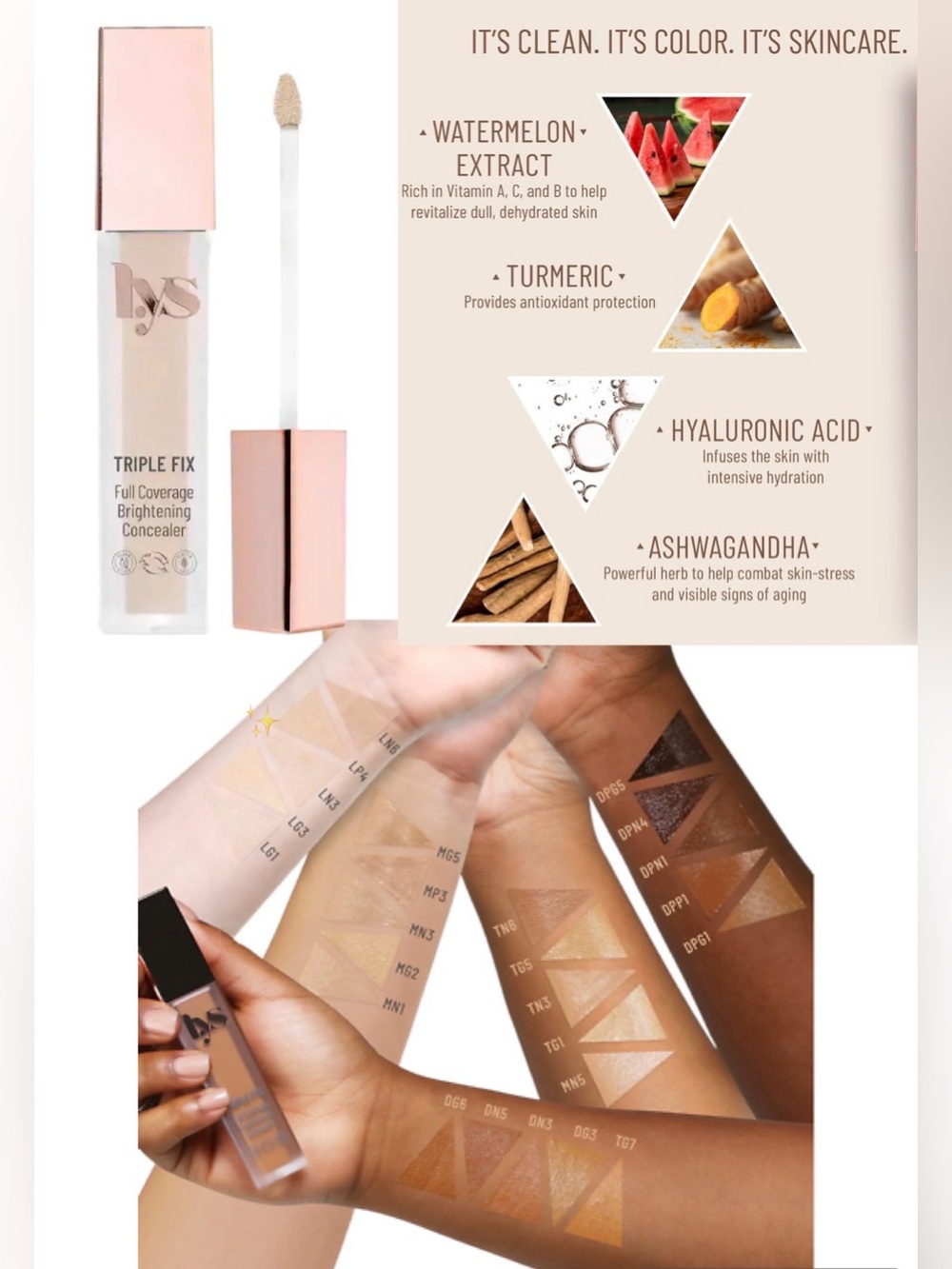 Lys Beauty Triple Fix Full Coverage Brightening Concealer (LN3) NIB - Picture 4 of 4